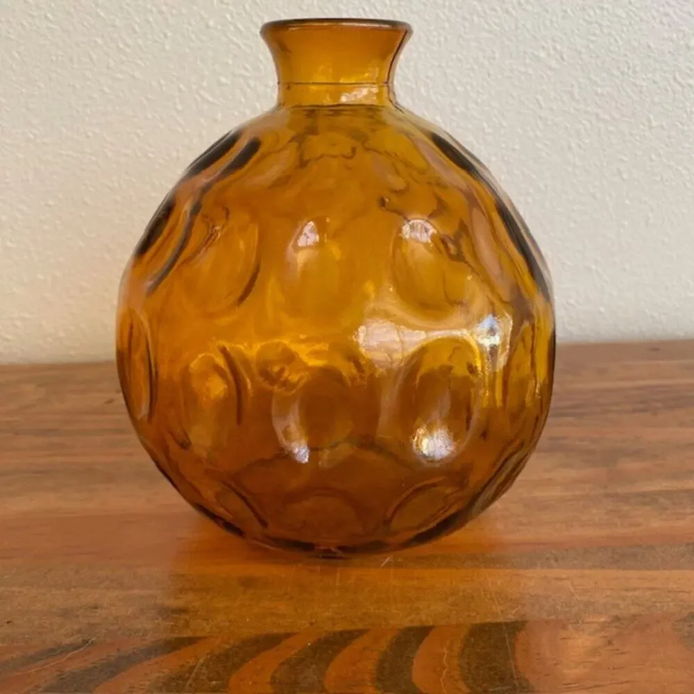 Golden Amber Glass Inverted Bubble Vase